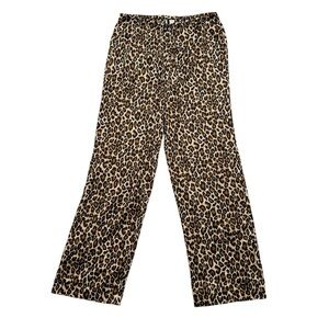 Silky Satin Leopard Cheetah Animal Print Straight Leg Sleep Pants Women’s Small